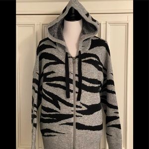 Gray and Black Hooded Women's Sweater